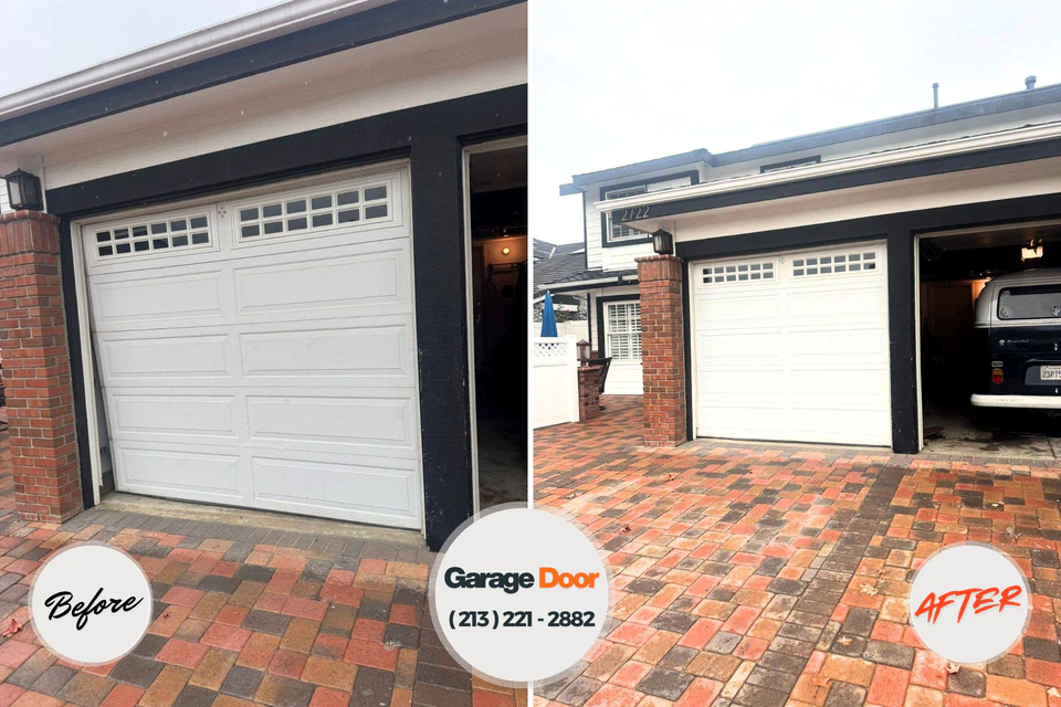 Before and after: garage door repair Helena, OK